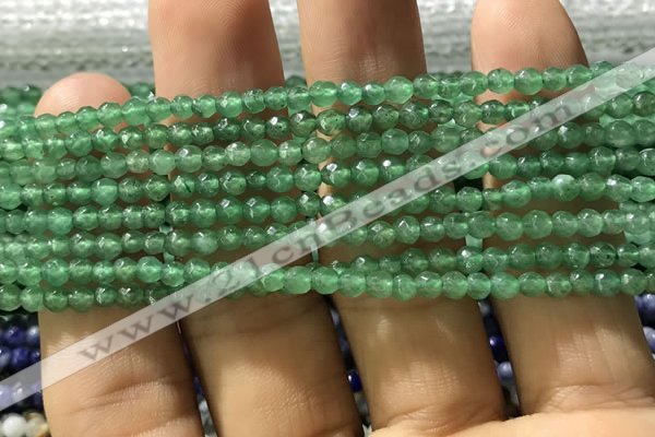 CTG1155 15.5 inches 3mm faceted round tiny green aventurine beads