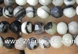 CTG1161 15.5 inches 3mm faceted round tiny black water jasper beads