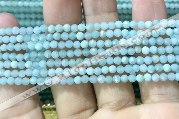 CTG1165 15.5 inches 3mm faceted round tiny amazonite beads