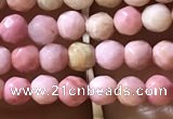 CTG1188 15.5 inches 3mm faceted round pink wooden fossil jasper beads