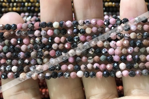 CTG1189 15.5 inches 3mm faceted round rhodonite gemstone beads