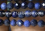 CTG1193 15.5 inches 3mm faceted round tiny blue dumortierite beads