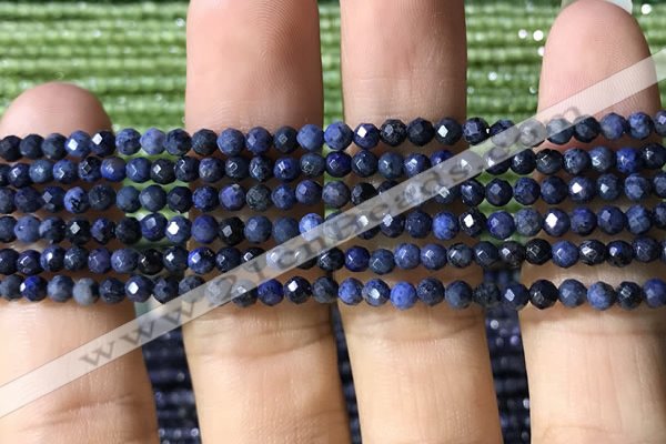 CTG1193 15.5 inches 3mm faceted round tiny blue dumortierite beads