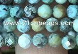 CTG1212 15.5 inches 4mm faceted round tiny African turquoise beads