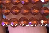 CTG1217 15.5 inches 4mm faceted round tiny orange garnet beads