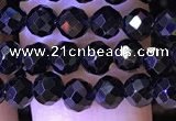 CTG1218 15.5 inches 4mm faceted round tiny black spinel beads