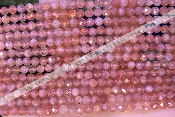 CTG1319 15.5 inches 4mm faceted round golden sunstone beads