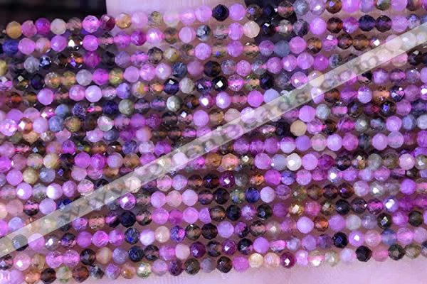 CTG1326 15.5 inches 2mm faceted round tourmaline beads wholesale