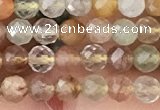 CTG1356 15.5 inches 4mm faceted round mixed quartz beads