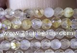 CTG1360 15.5 inches 2mm faceted round golden rutilated quartz beads