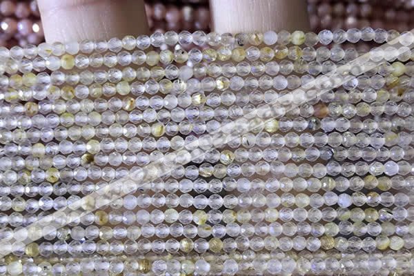 CTG1360 15.5 inches 2mm faceted round golden rutilated quartz beads