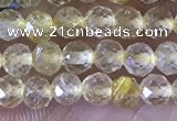 CTG1361 15.5 inches 3mm faceted round golden rutilated quartz beads