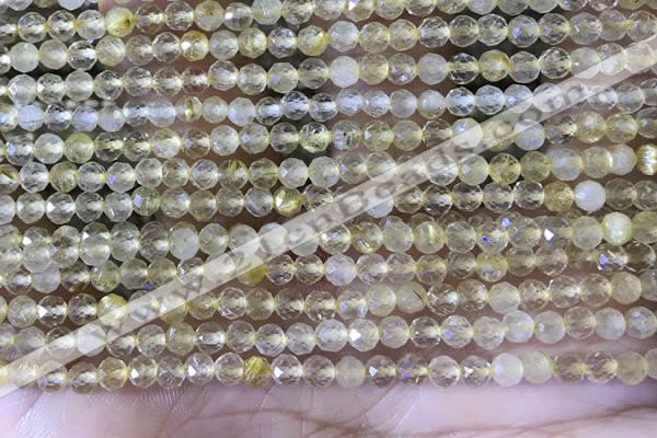 CTG1361 15.5 inches 3mm faceted round golden rutilated quartz beads