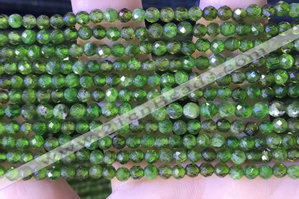 CTG1382 15.5 inches 3mm faceted round tiny diopside quartz beads