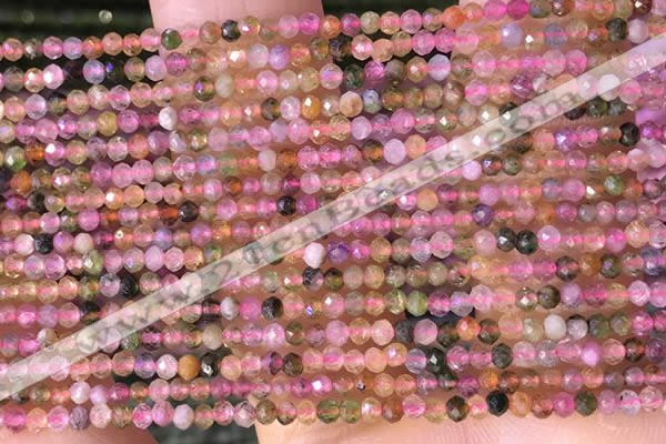 CTG1384 15.5 inches 2mm faceted round tiny tourmaline beads