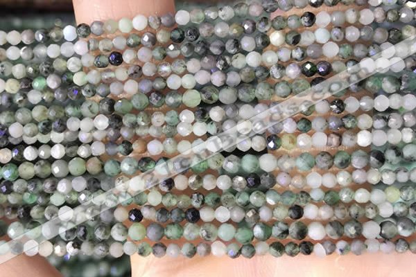 CTG1386 15.5 inches 2mm faceted round tiny emerald beads