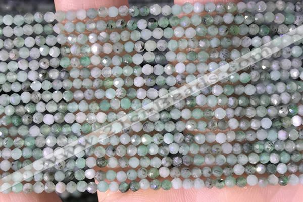 CTG1387 15.5 inches 2mm faceted round tiny emerald beads