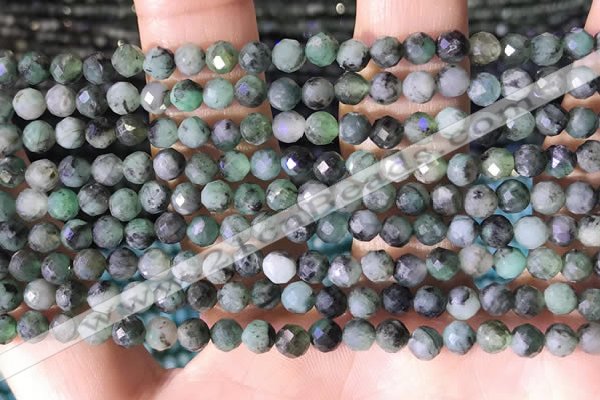 CTG1389 15.5 inches 4mm faceted round tiny emerald beads