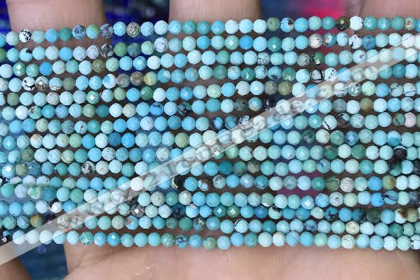 CTG1424 15.5 inches 2mm faceted round turquoise beads wholesale