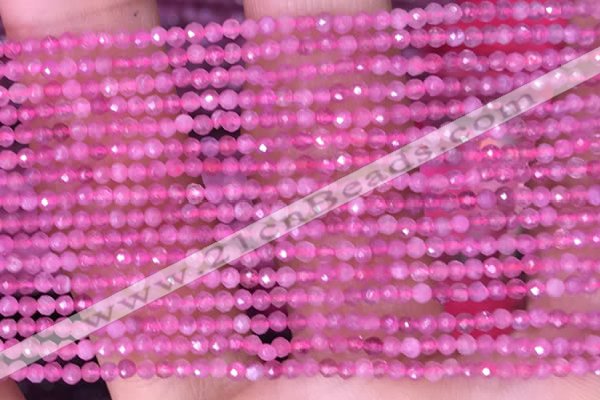 CTG1435 15.5 inches 2mm faceted round pink tourmaline beads