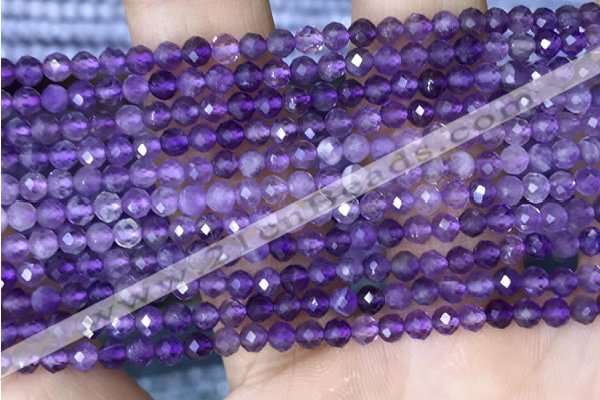 CTG1484 15.5 inches 3mm faceted round amethyst gemstone beads