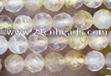 CTG1489 15.5 inches 3mm faceted round golden rutilated quartz beads