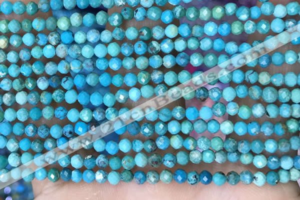 CTG1498 15.5 inches 3mm faceted round turquoise beads wholesale