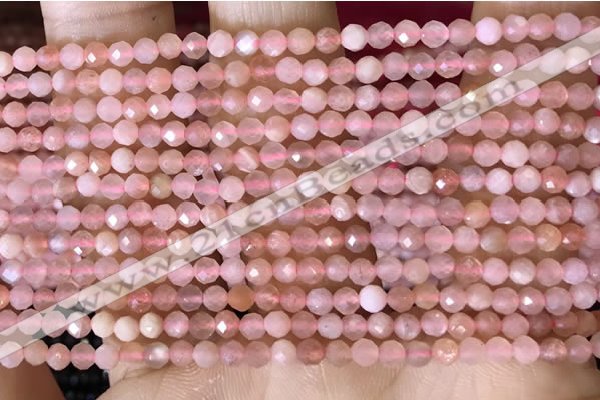 CTG1501 15.5 inches 3mm faceted round strawberry quartz beads