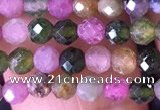 CTG1511 15.5 inches 3mm faceted round tourmaline beads wholesale