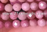 CTG1514 15.5 inches 3mm faceted round pink wooden jasper beads