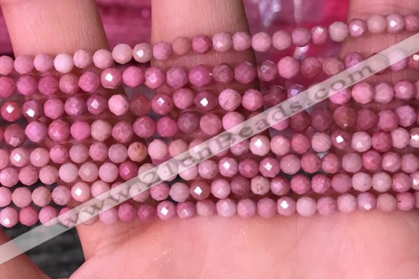 CTG1514 15.5 inches 3mm faceted round pink wooden jasper beads