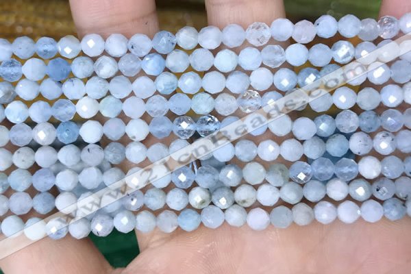 CTG1536 15.5 inches 4mm faceted round aquamarine beads wholesale