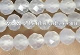 CTG1552 15.5 inches 4mm faceted round white agate beads wholesale