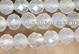 CTG1552 15.5 inches 4mm faceted round white agate beads wholesale