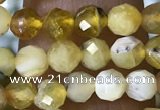 CTG1558 15.5 inches 4mm faceted round yellow opal beads