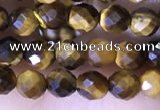 CTG1559 15.5 inches 4mm faceted round yellow tiger eye beads