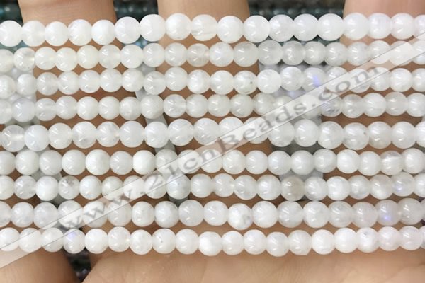 CTG1580 15.5 inches 4mm round white moonstone beads wholesale