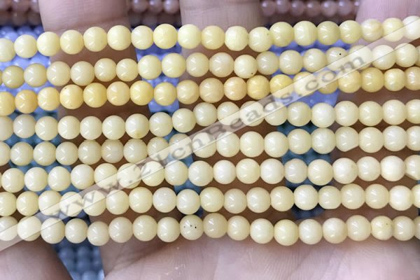 CTG1596 15.5 inches 4mm round yellow jade beads wholesale