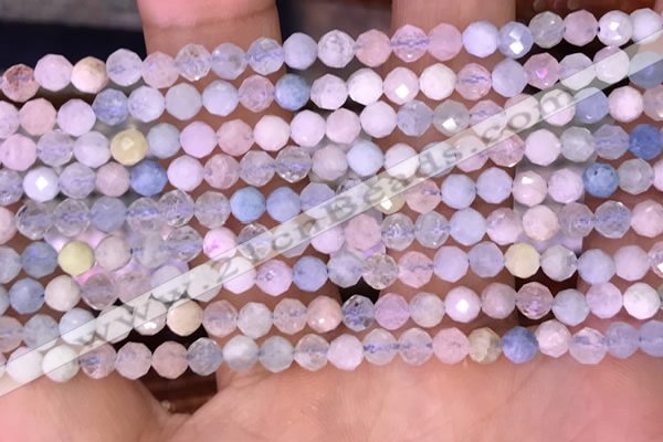 CTG1606 15.5 inches 4mm faceted round tiny morganite beads