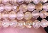 CTG1630 15.5 inches 3mm faceted round tiny golden rutilated quartz beads