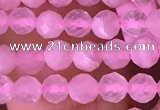 CTG1635 15.5 inches 3.5mm faceted round tiny rose quartz beads