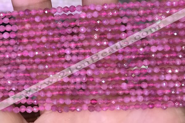 CTG1639 15.5 inches 2.5mm faceted round tiny pink tourmaline beads