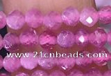 CTG1640 15.5 inches 3mm faceted round tiny pink tourmaline beads