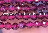 CTG1652 15.5 inches 3mm faceted round tiny red garnet beads