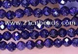 CTG1666 15.5 inches 2mm faceted round tiny blue goldstone beads