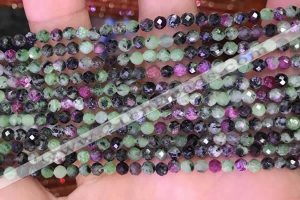 CTG1673 15.5 inches 3mm faceted round tiny ruby zoisite beads