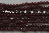 CTG201 15.5 inches 2.5mm faceted round tiny red garnet beads