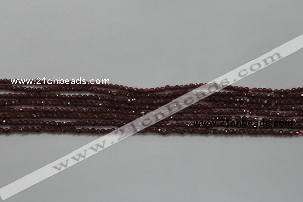 CTG201 15.5 inches 2.5mm faceted round tiny red garnet beads