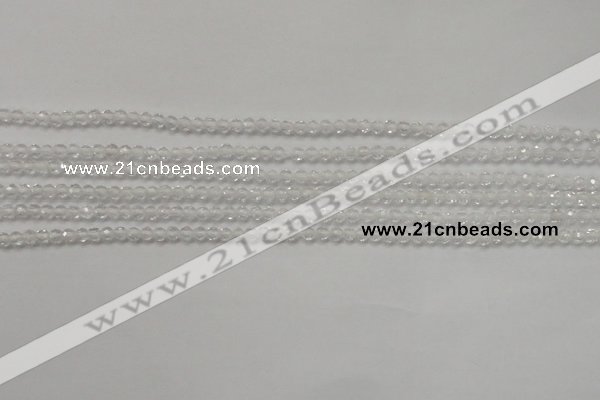 CTG202 15.5 inches 3mm faceted round tiny white crystal beads