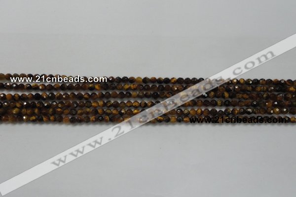 CTG207 15.5 inches 3mm faceted round tiny yellow tiger eye beads